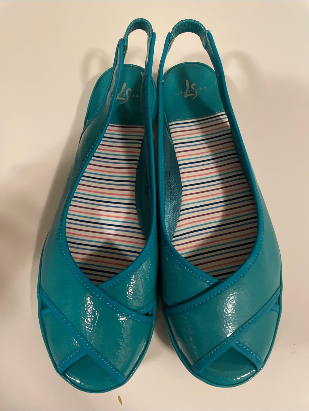 NWOT LifeStride Teal Slingback Peep-Toe Flats